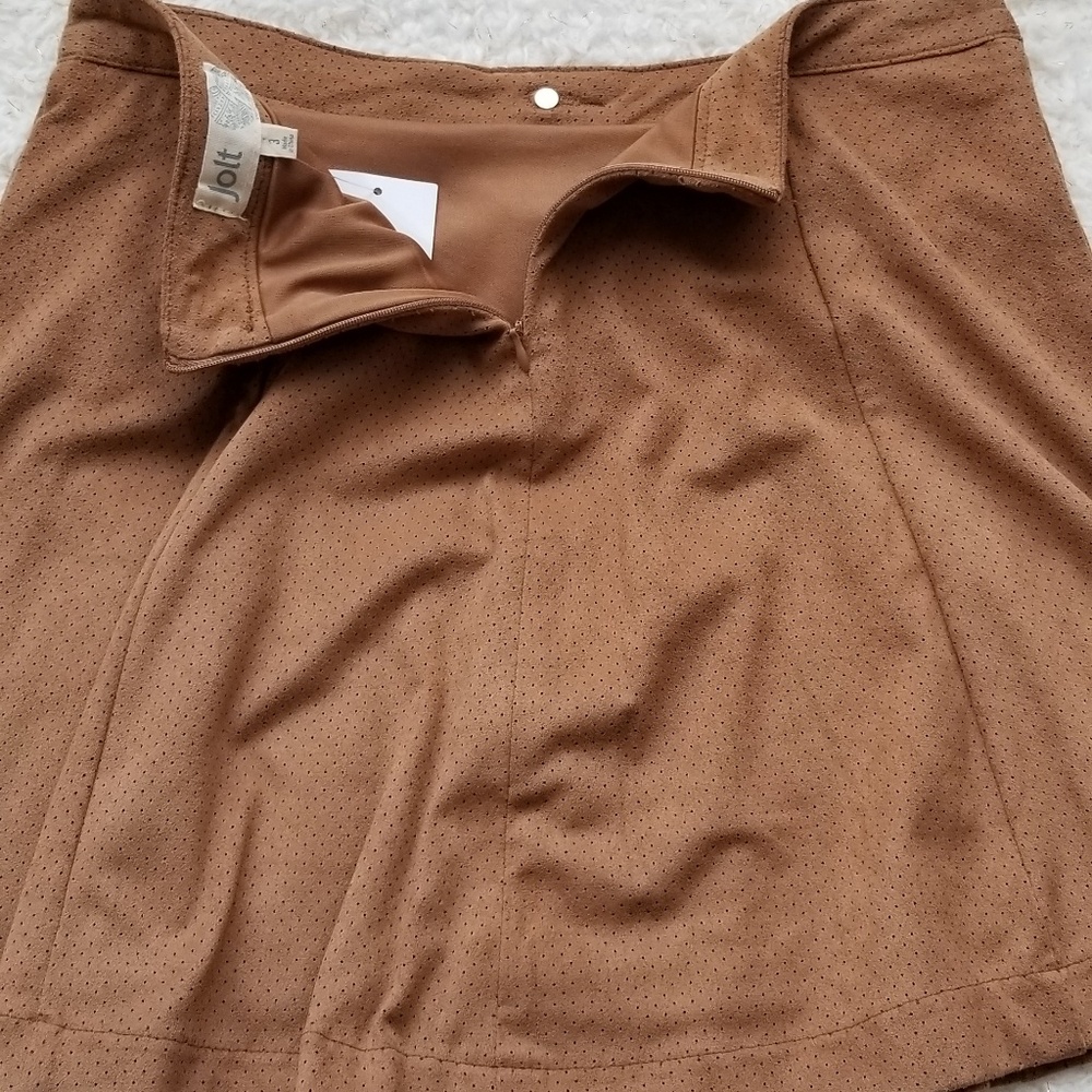 JOLT FAUX SUEDE BROWN CIRCLE SKIRT SIZE 3 - Picture 6 of 8